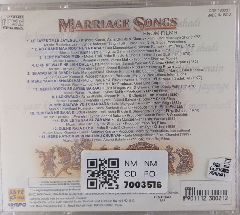 Various - Marriage Songs from Films (CD)