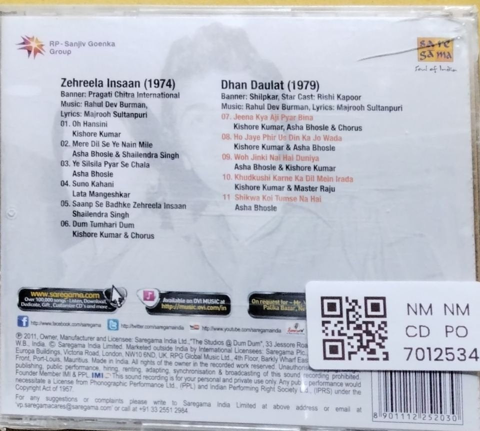 Rahul Dev Burman - Zehreela Insaan / Dhan Daulat (CD)