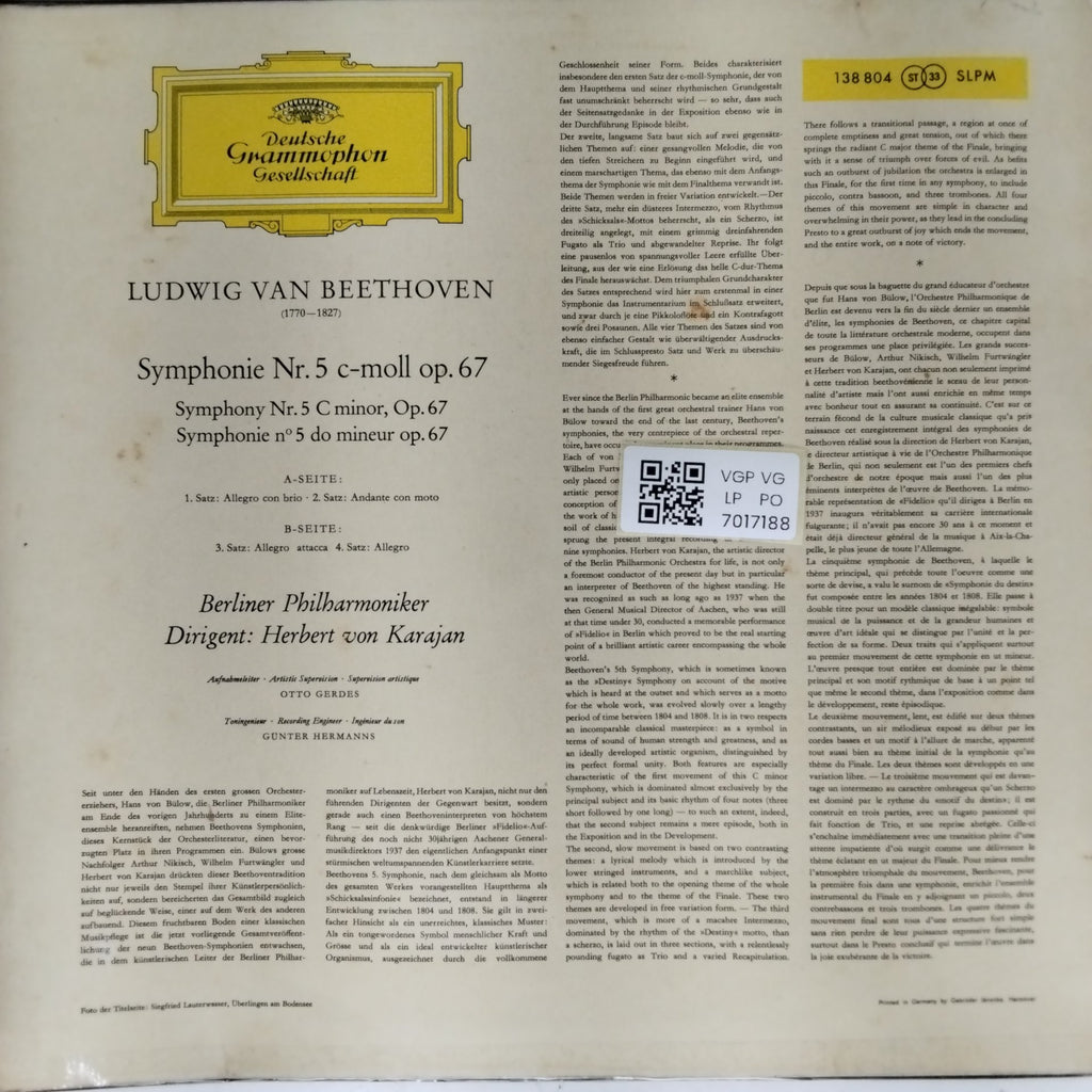 Berliner Philharmoniker, Herbert von Karajan - Beethoven: Symphonie Nr. 5 (Vinyl)