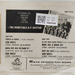 O.P. Nayyar - Classical Songs From The Films (45-RPM)