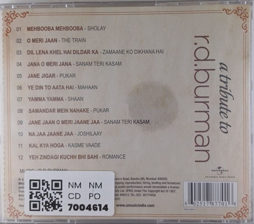 R.D. Burman - A Tribute to R.D. Burman (CD)