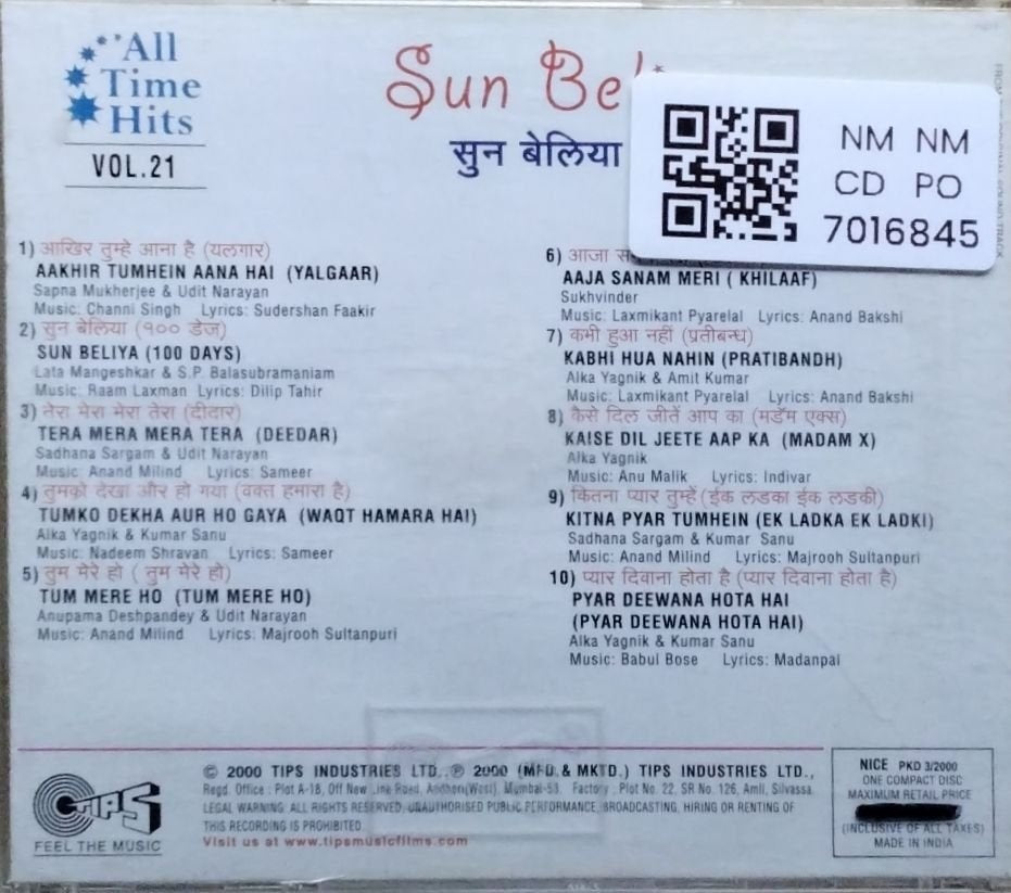 Channi Singh, Raam Laxman, Anand Milind, Nadeem Shravan, Anu Malik, Babul Bose - Sun Beliya (CD)