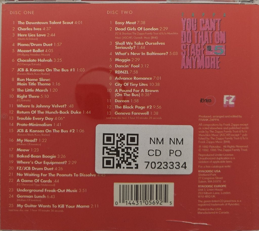 Frank Zappa - You Can't Do That On Stage Anymore Vol. 5 (CD) (2)