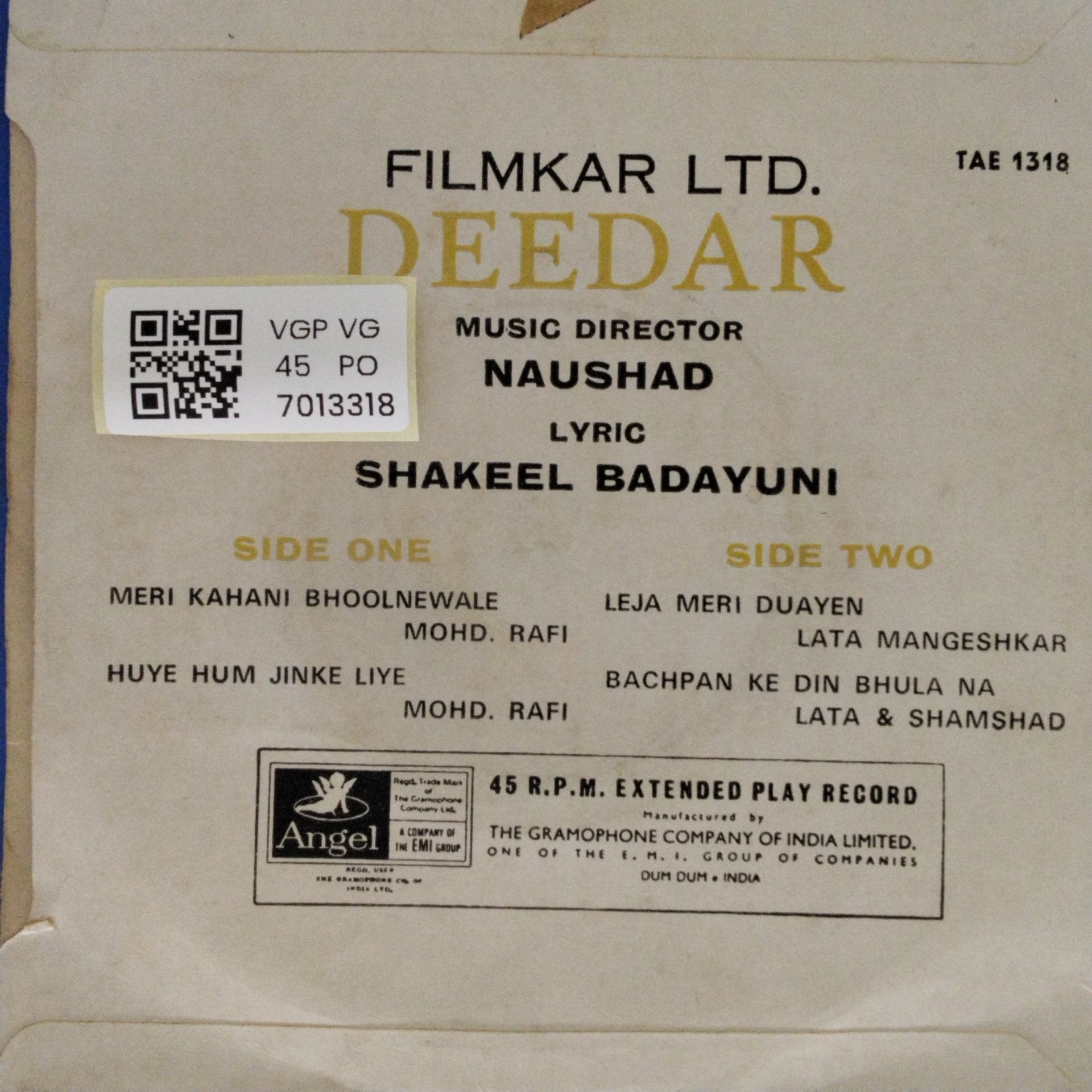 Naushad - Deedar (45-RPM)