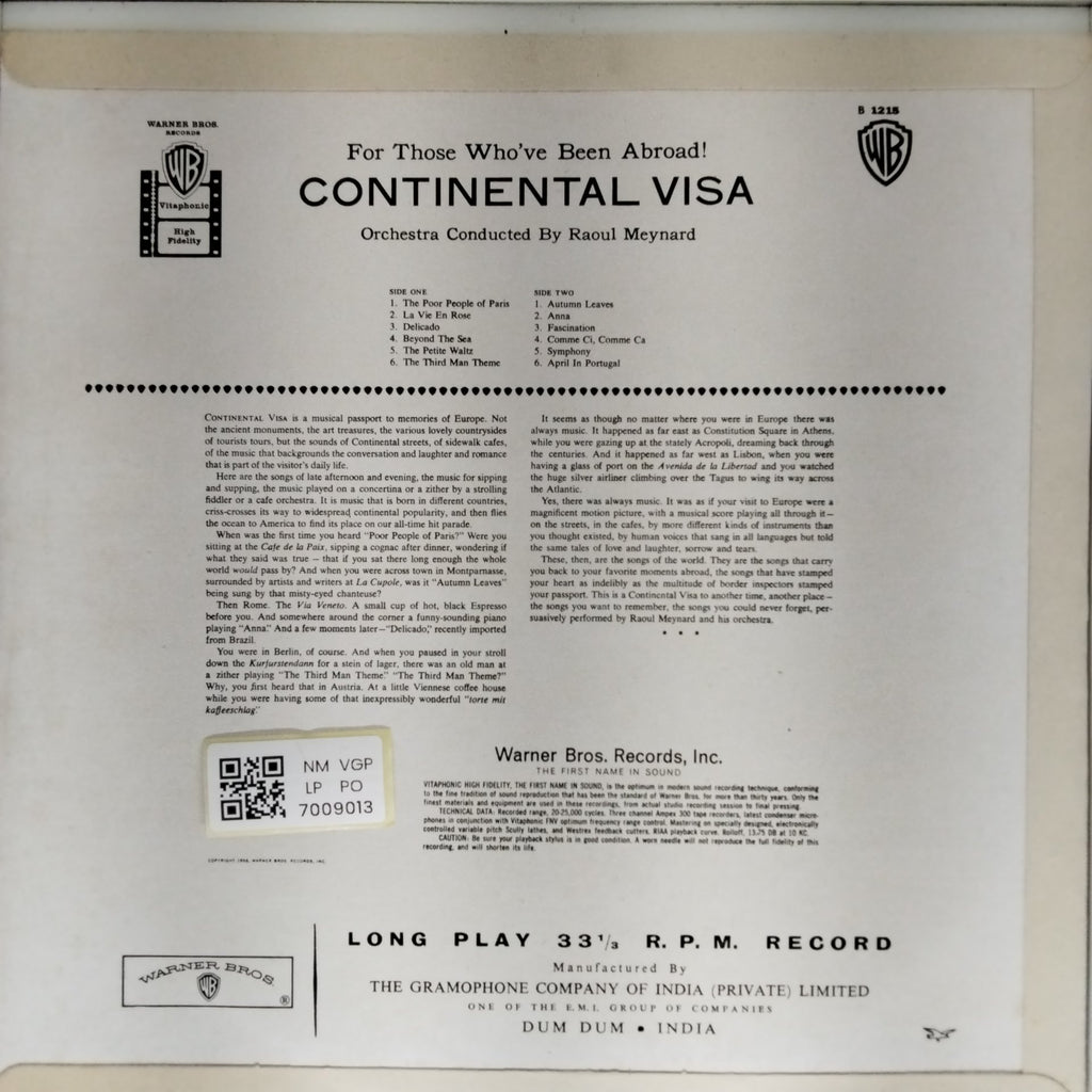 Raoul Meynard and Orchestra - Continental Visa (Vinyl)