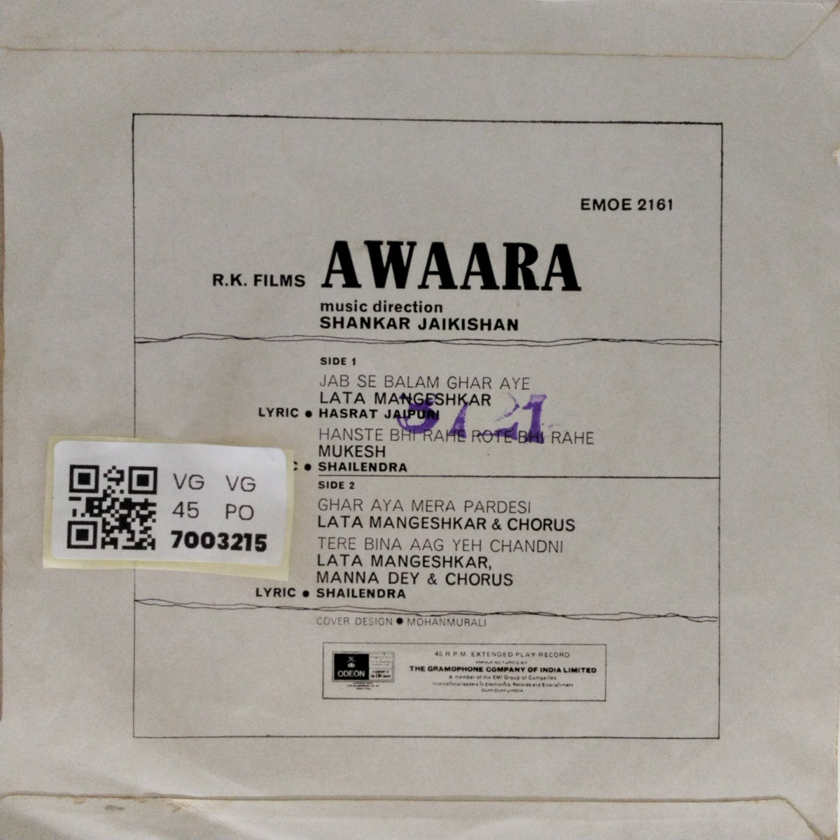 Shankar Jaikishan - Awaara (45-RPM)