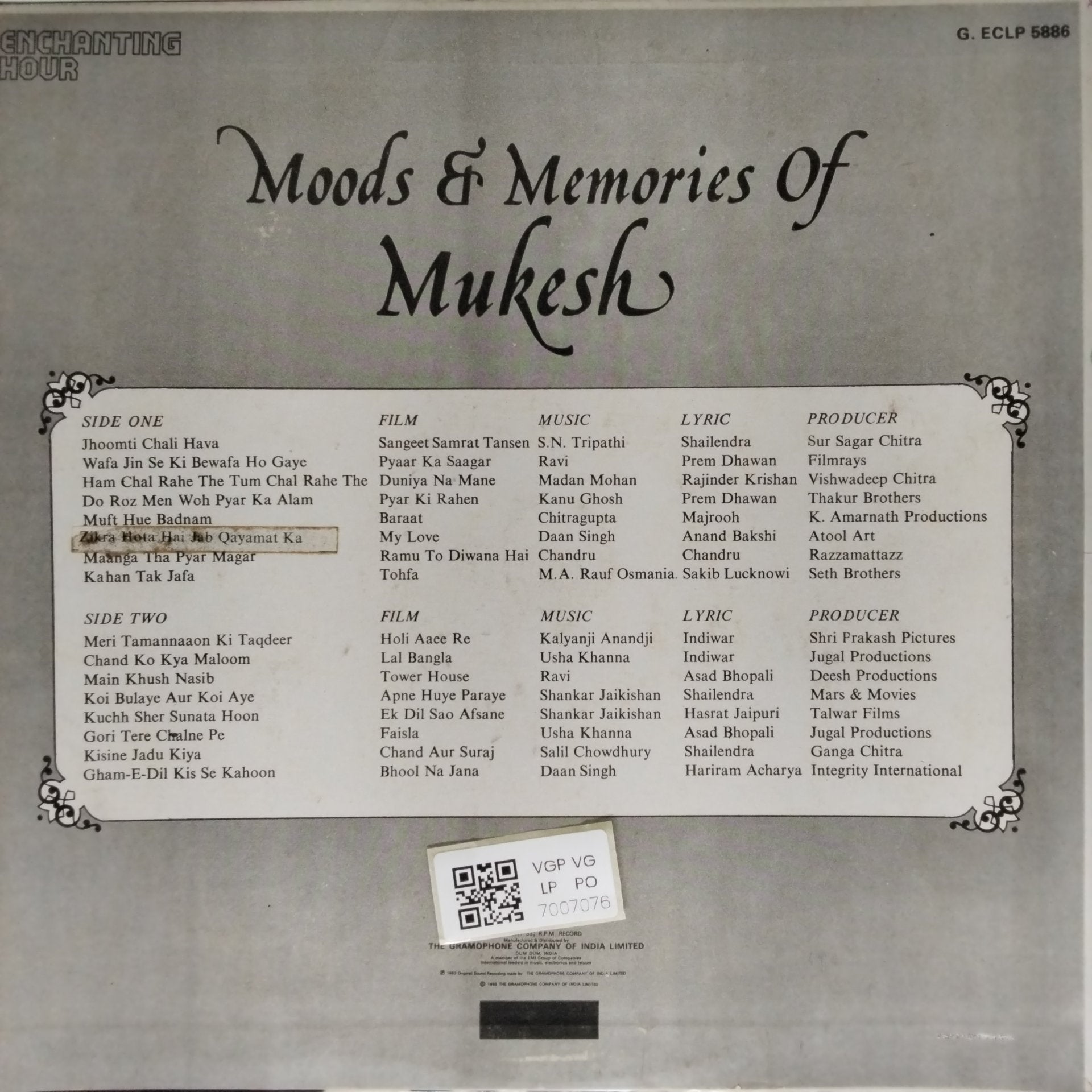 Mukesh - Moods & Memories Of Mukesh (Vinyl)
