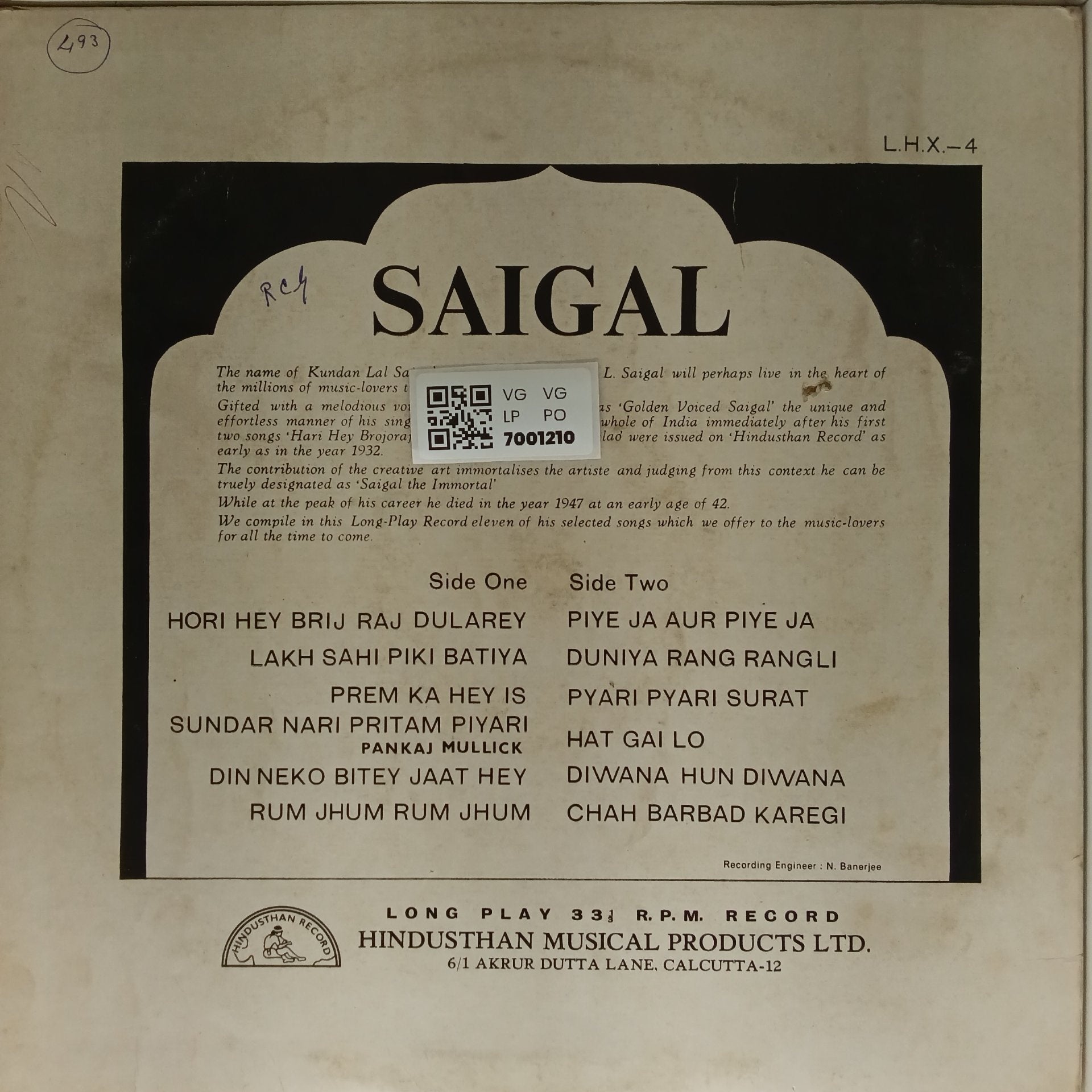 Kundan Lal Saigal - The Melody of Saigal (Vinyl)