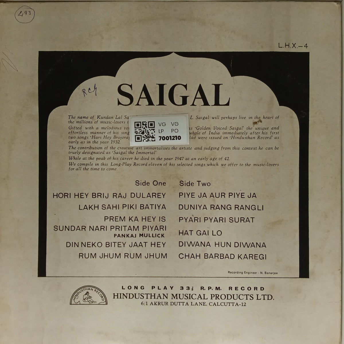 Kundan Lal Saigal - The Melody of Saigal (Vinyl)