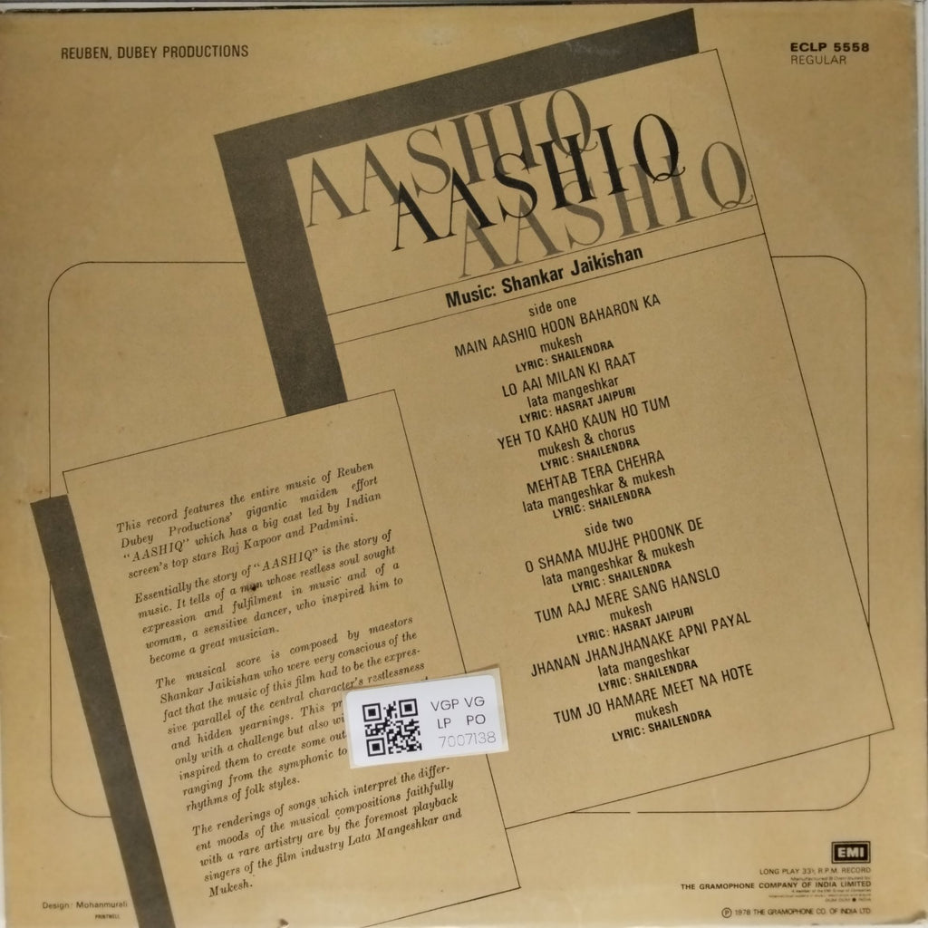 Shankar Jaikishan - Aashiq (Vinyl)