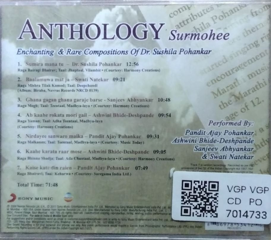 Pandit Ajay Pohankar, Ashwini Bhide-Deshpande, Sanjeev Abhyankar, Swati Natekar - Anthology Surmohee (CD)
