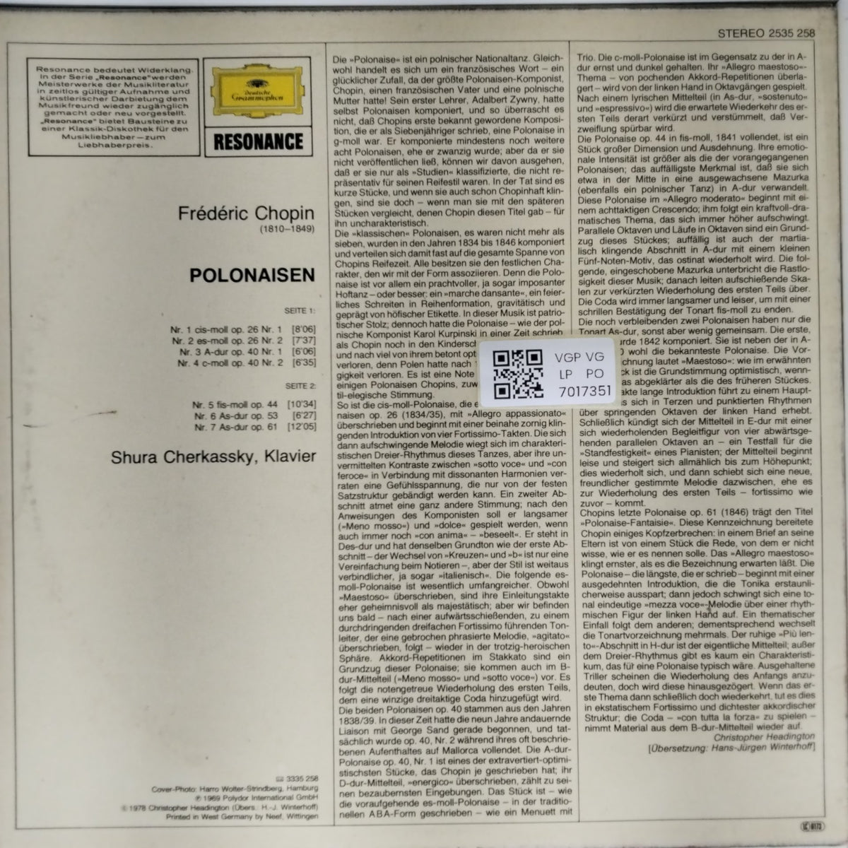 Frédéric Chopin, Shura Cherkassky - Polonaisen (Vinyl)