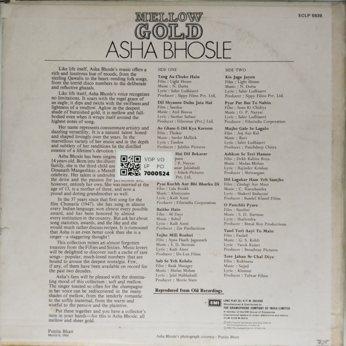 Asha Bhosle - Mellow Gold (Vinyl)