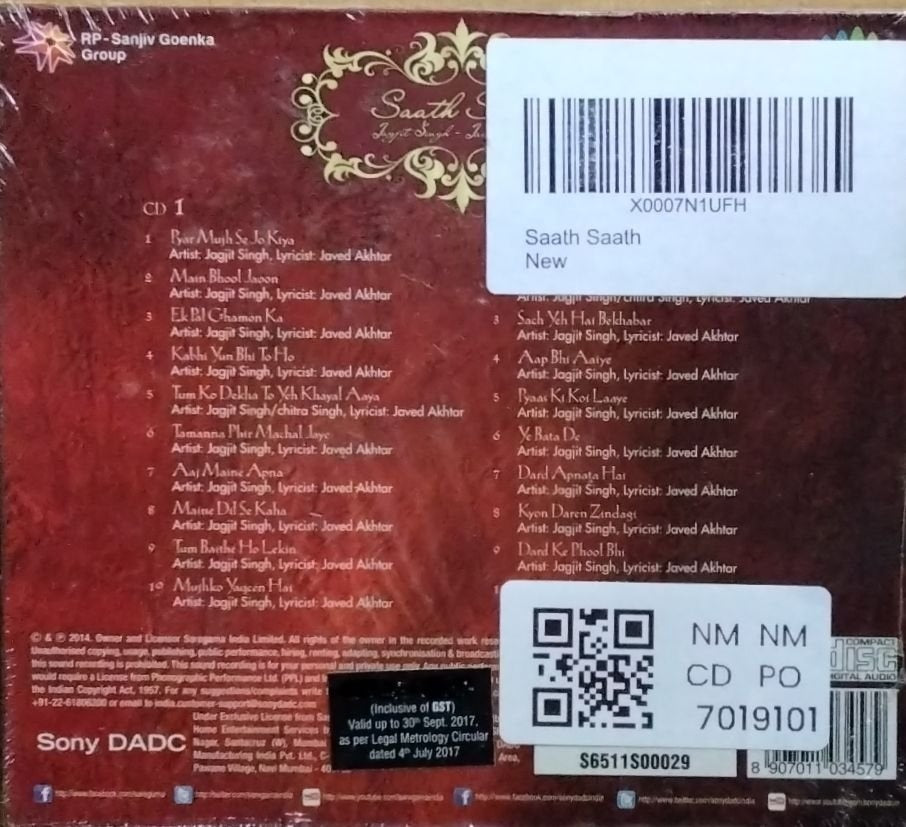 Jagjit Singh, Javed Akhtar - Saath Saath (CD) (2)