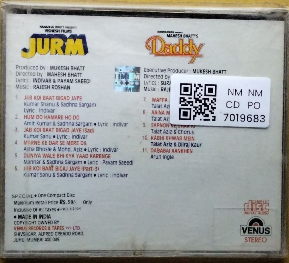Rajesh Roshan - Jurm + Daddy (CD)