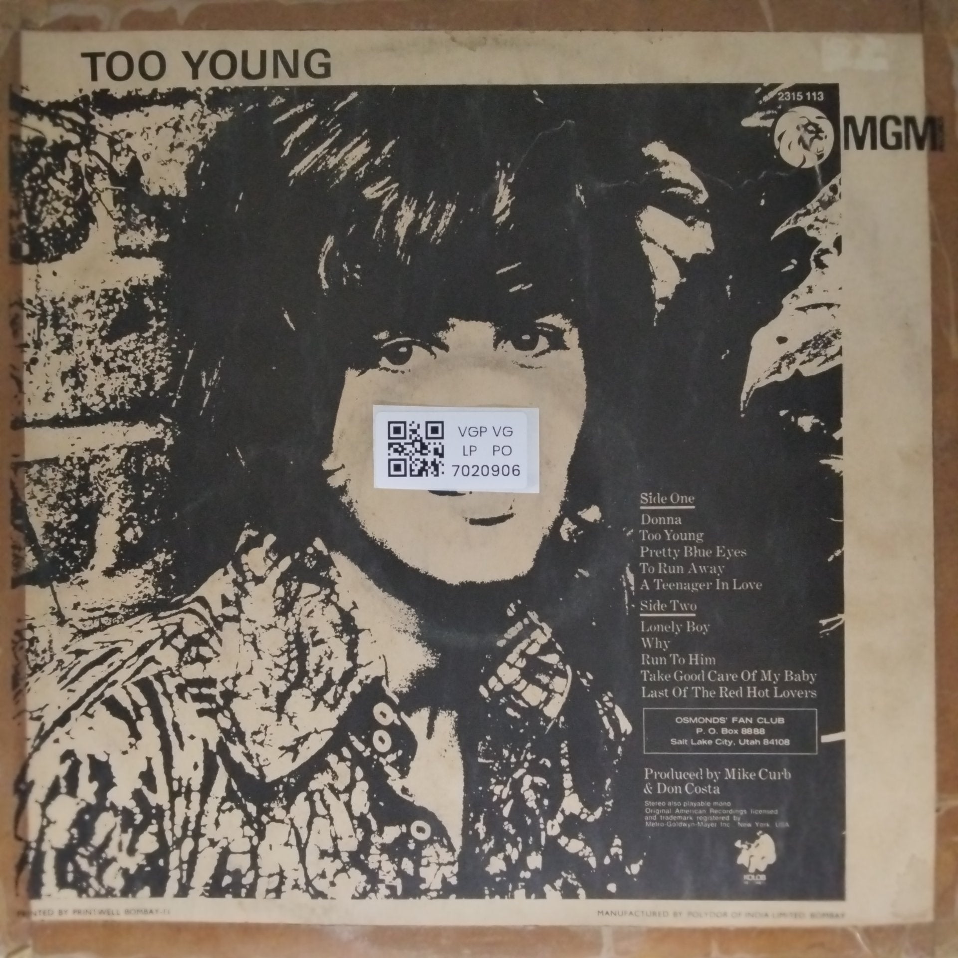 Donny Osmond - Too Young (Vinyl)