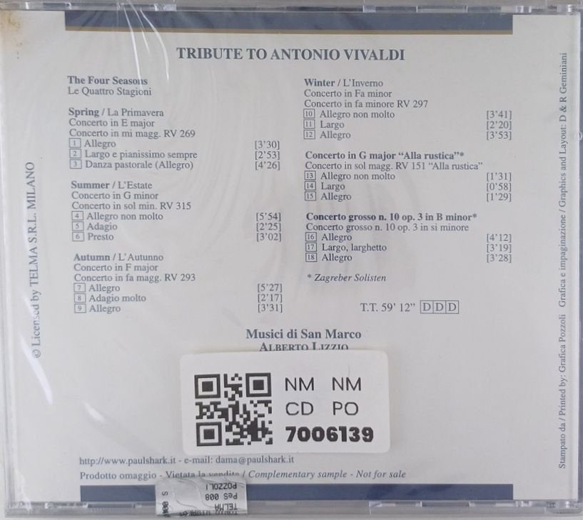 Musici di San Marco, Alberto Lizzio - Tribute to Antonio Vivaldi (CD)