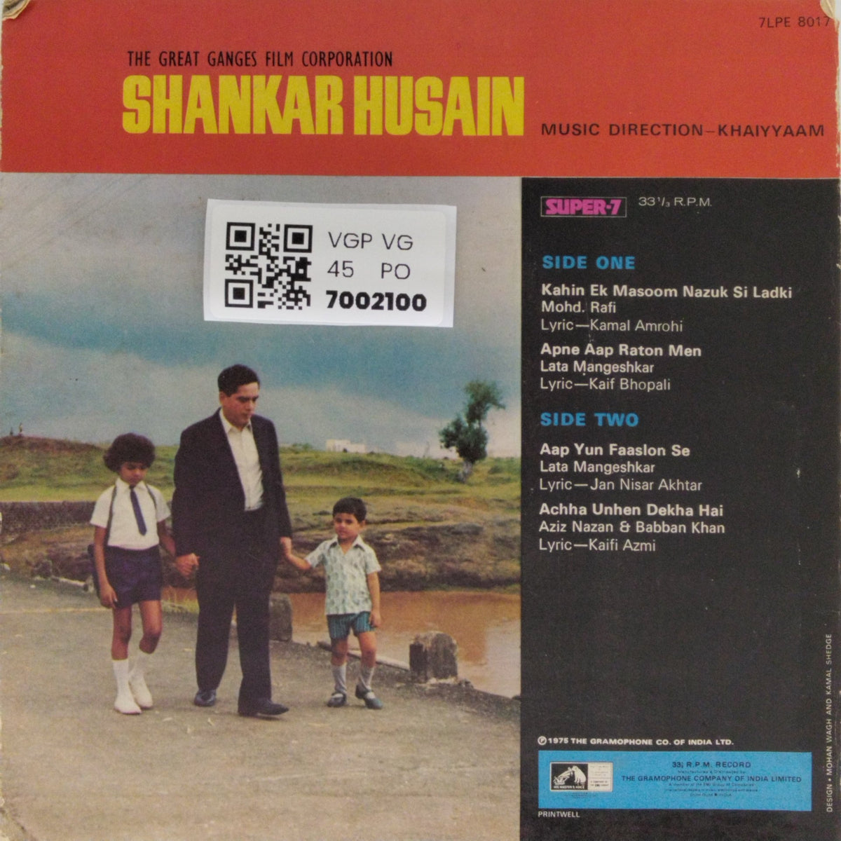 Khaiyyaam - Shankar Husain (45-RPM)