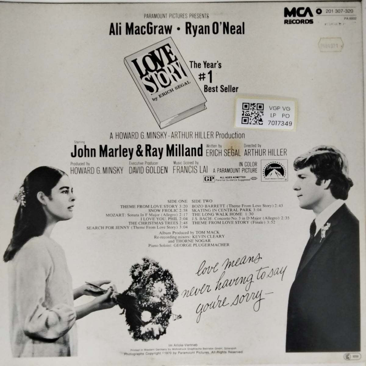 Francis Lai - Love Story (Music From The Original Soundtrack Of The Paramount Picture) (Vinyl)