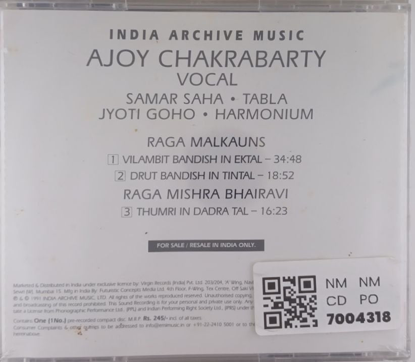 Ajoy Chakrabarty - Raga Malkauns (CD)