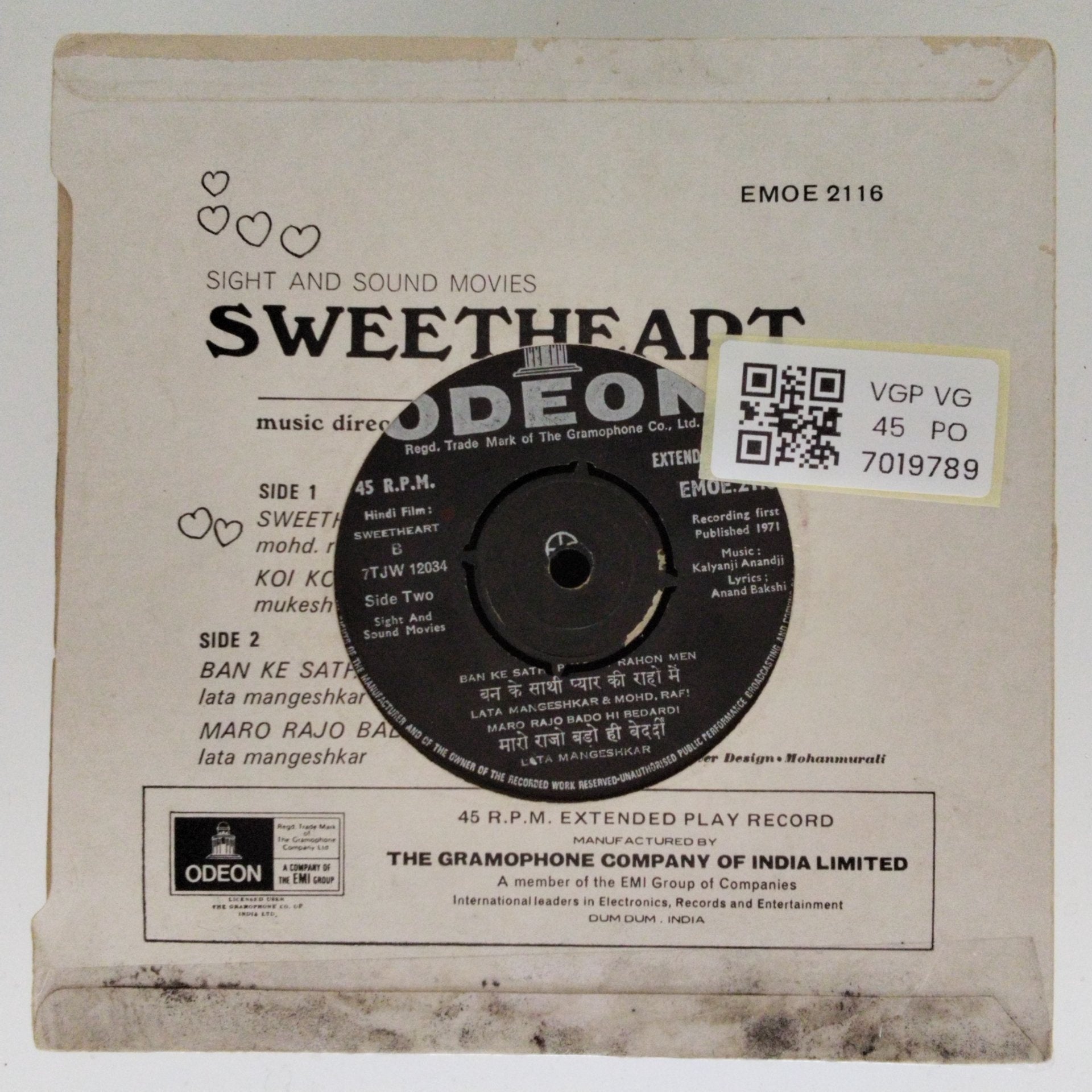 Kalyanji Anandji - Sweetheart (45-RPM)