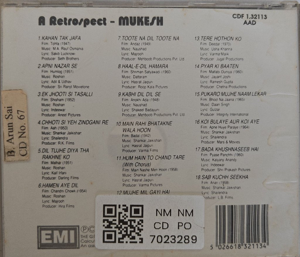 Mukesh - A Retrospect Mukesh (CD)