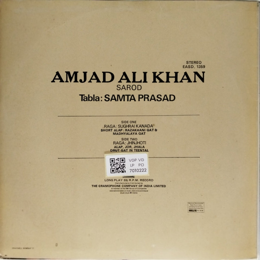 Amjad Ali Khan - Raga Sughrai Kanada / Raga Jhinjoti (Vinyl)