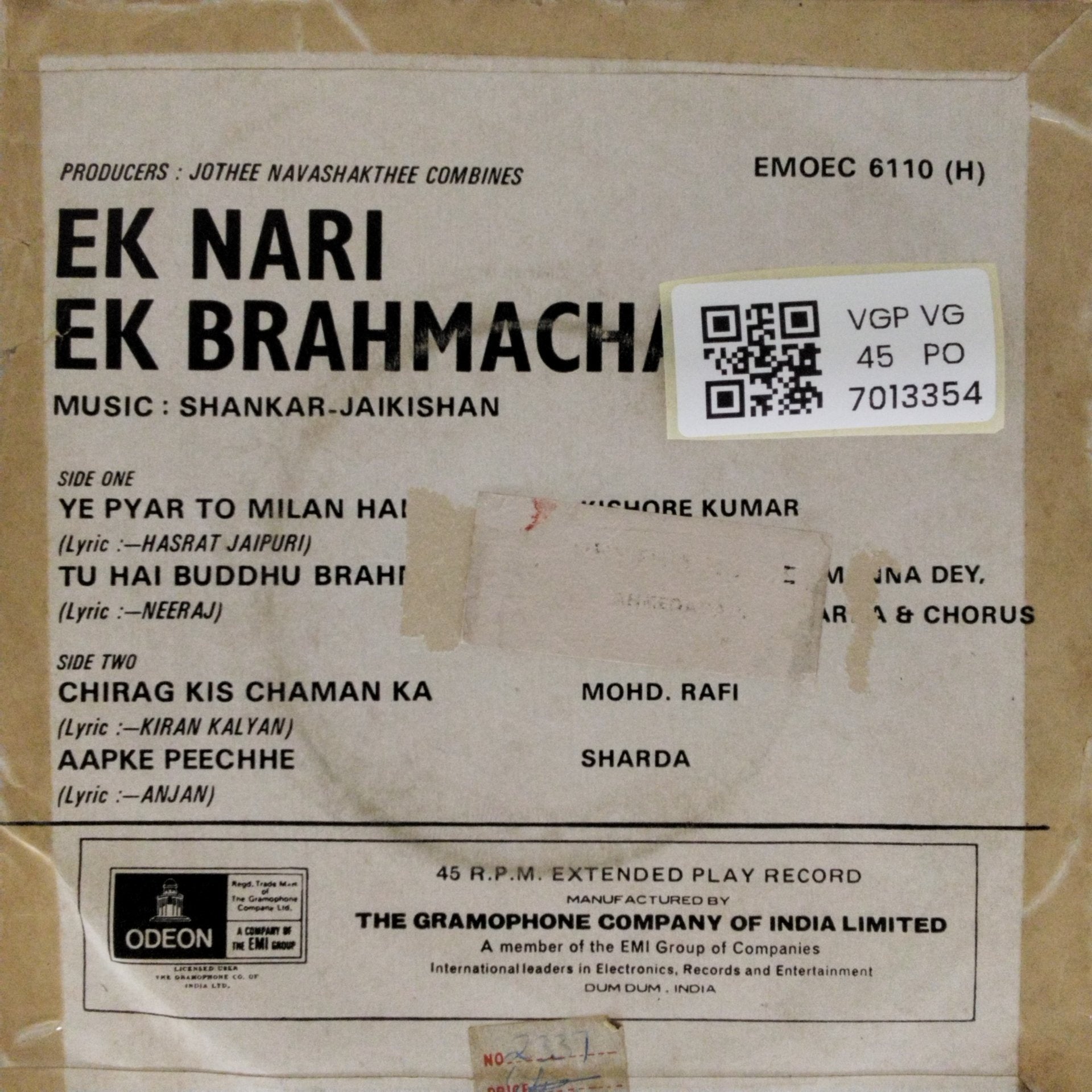 Shankar-Jaikishan - Ek Nari Ek Brahmachari (45-RPM)