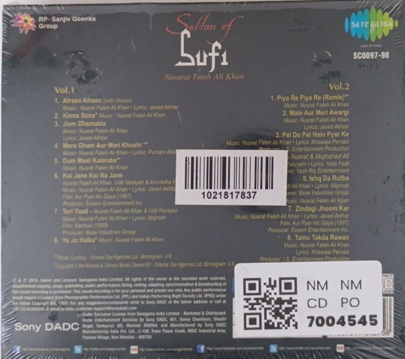 Nusrat Fateh Ali Khan - Sultan of Sufi (CD) (2)
