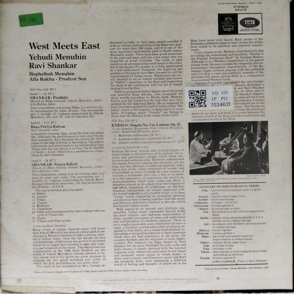 Yehudi Menuhin, Ravi Shankar - West Meets East (Vinyl)