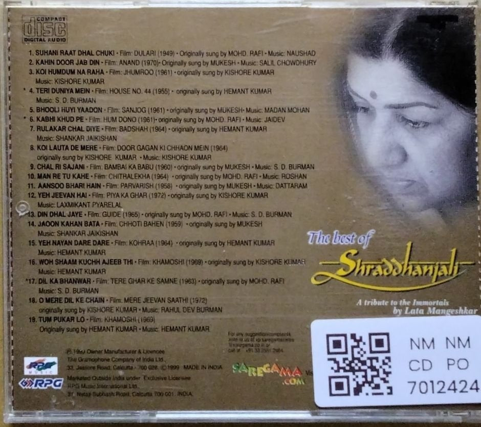 Lata Mangeshkar - The Best of Shraddhanjali (CD)