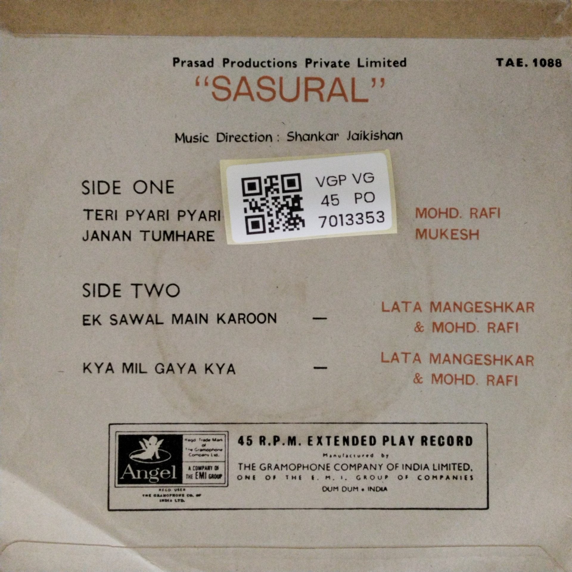 Shankar Jaikishan - Sasural (45-RPM)