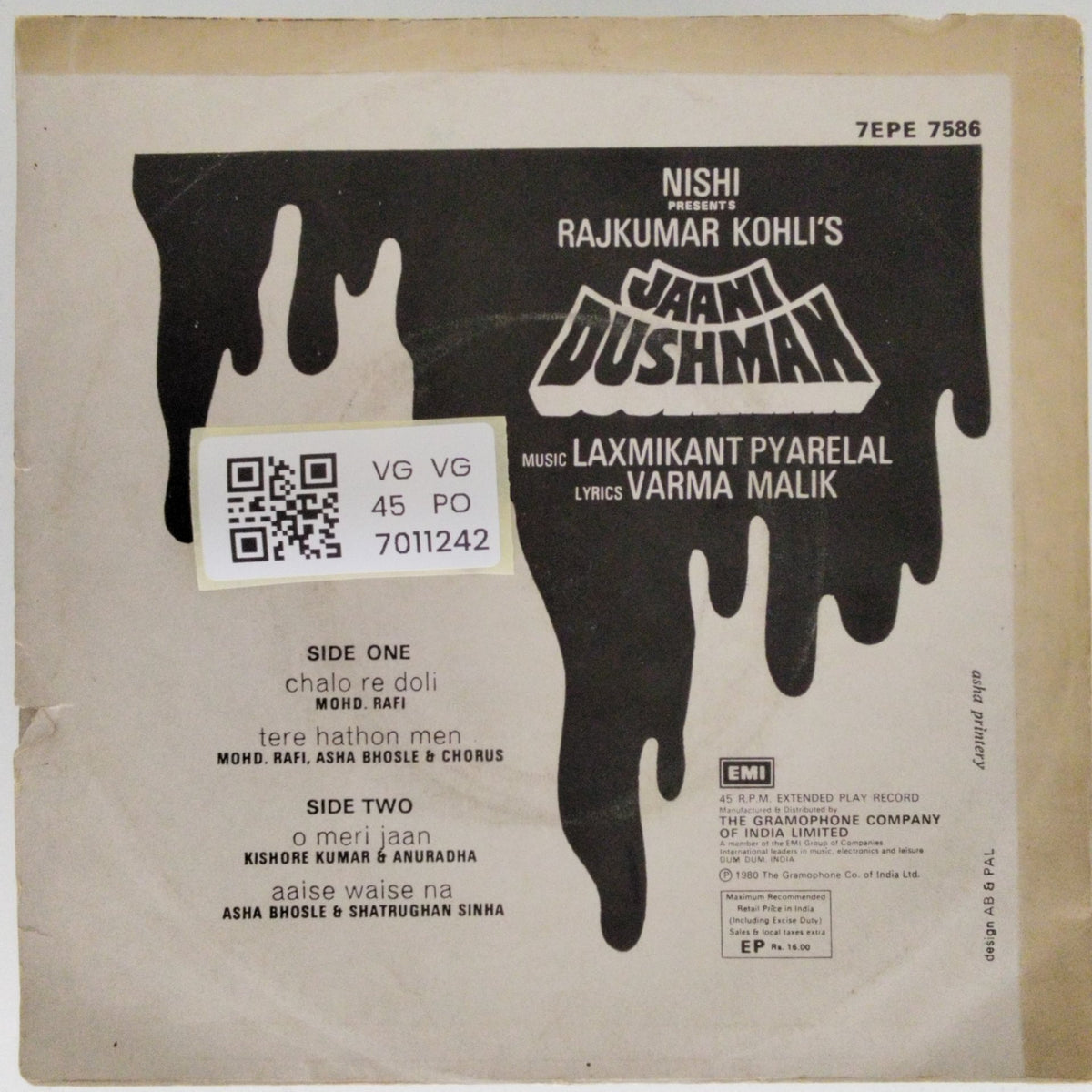 Laxmikant Pyarelal - Jaani Dushman (45-RPM)