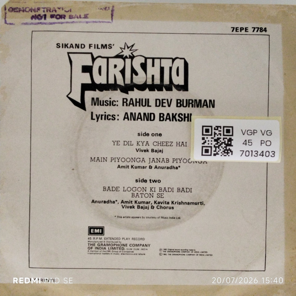 Rahul Dev Burman - Farishta (45-RPM)
