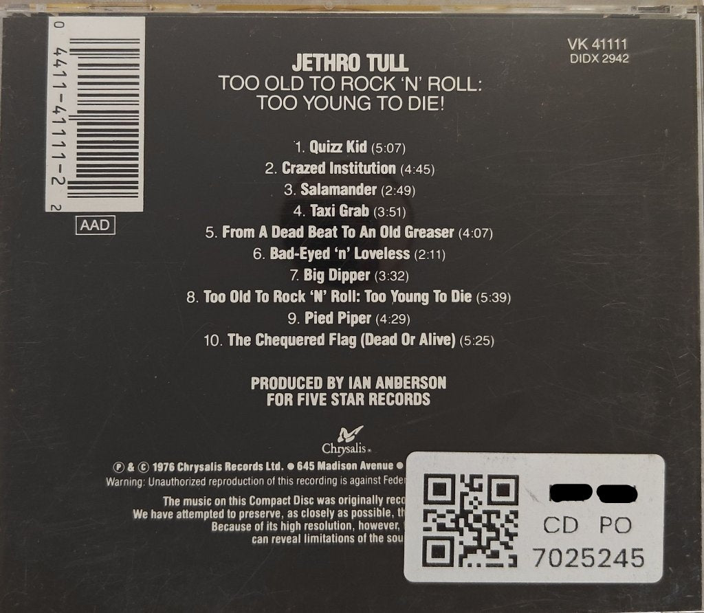 Jethro Tull - Too Old to Rock 'N' Roll: Too Young to Die! (CD)