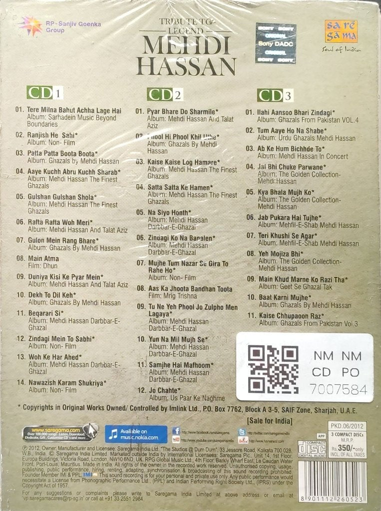 Mehdi Hassan - Tribute to Legend Mehdi Hassan (CD) (3)