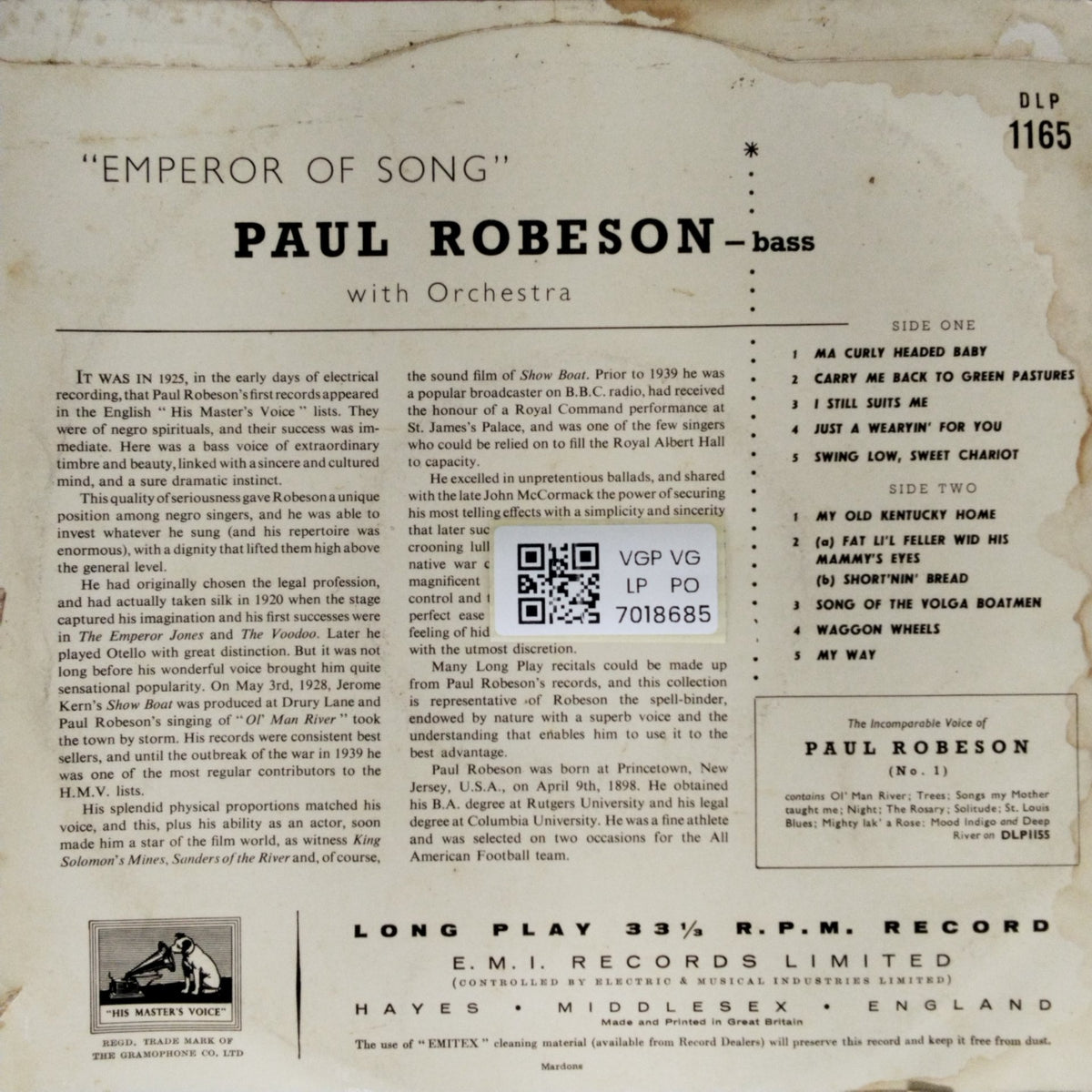 Paul Robeson - Emperor of Song! (Vinyl)