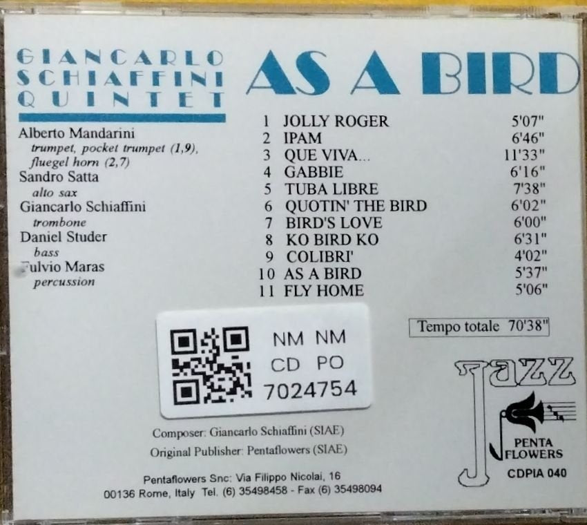Giancarlo Schiaffini Quintet - As a Bird (CD)