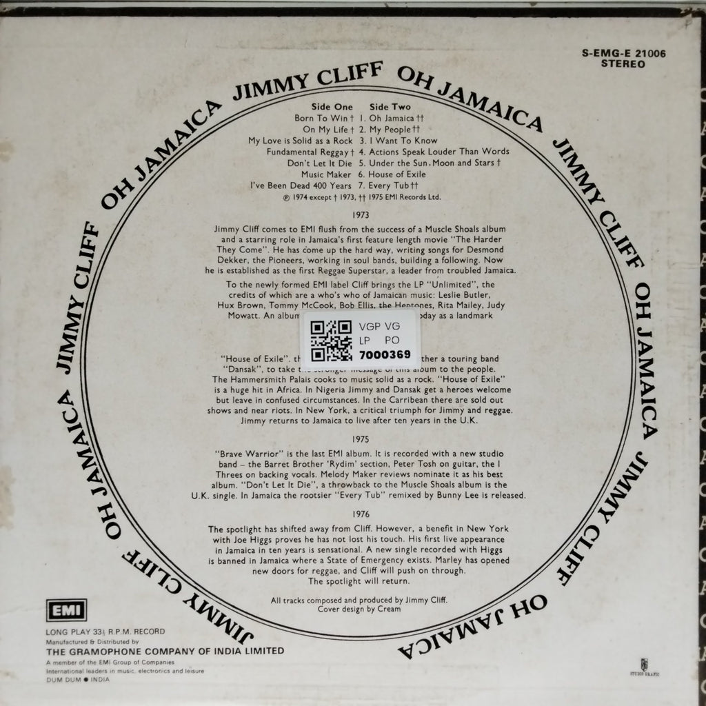 Jimmy Cliff - Oh Jamaica (Vinyl)