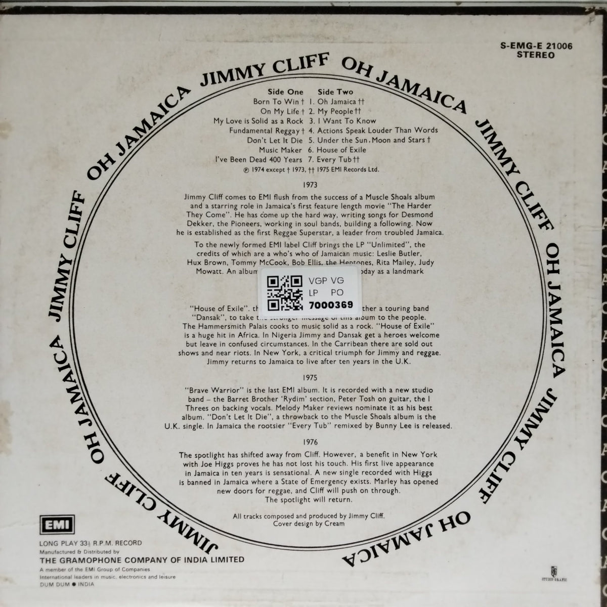 Jimmy Cliff - Oh Jamaica (Vinyl)