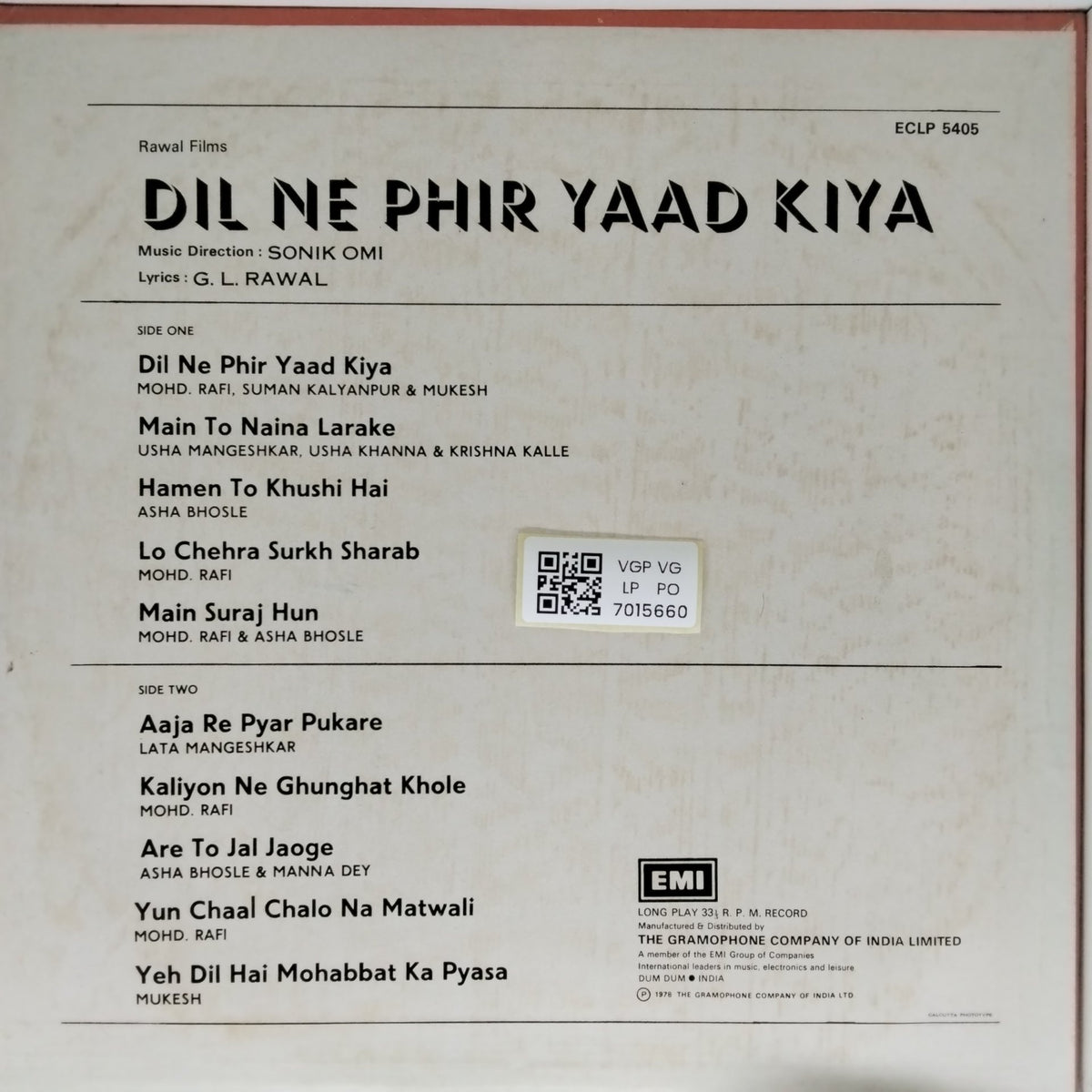Sonik Omi - Dil Ne Phir Yaad Kiya (Vinyl)