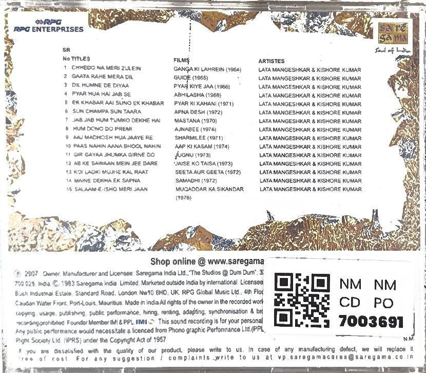 Kishore Kumar, Lata Mangeshkar - Golden Collection Melodious Duets Vol. 1 (CD)