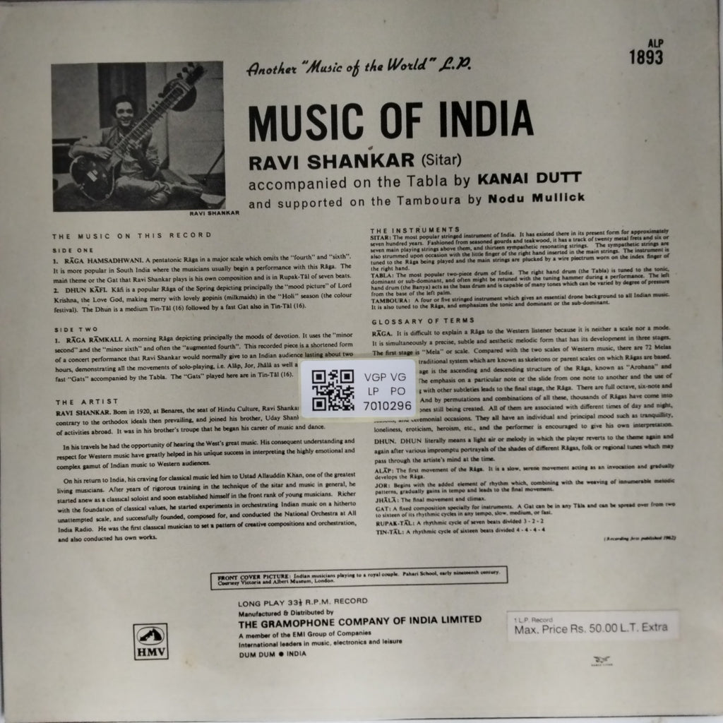 Ravi Shankar - Music of India (Vinyl)
