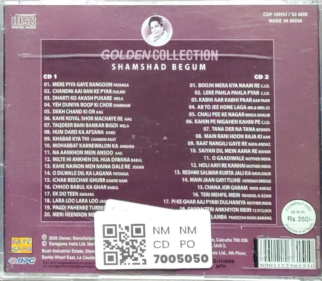 Shamshad Begum - Golden Collection: Her Greatest Hits (CD) (2)