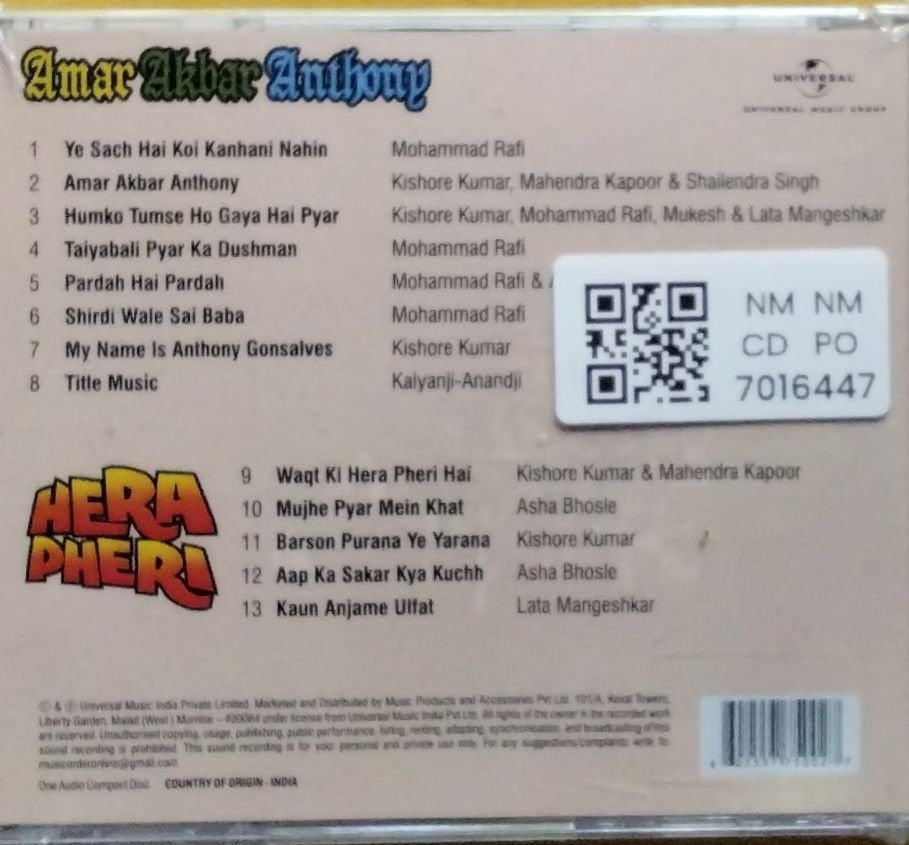 Laxmikant Pyarelal, Kalyanji-Anandji - Amar Akbar Anthony / Hera Pheri (CD)