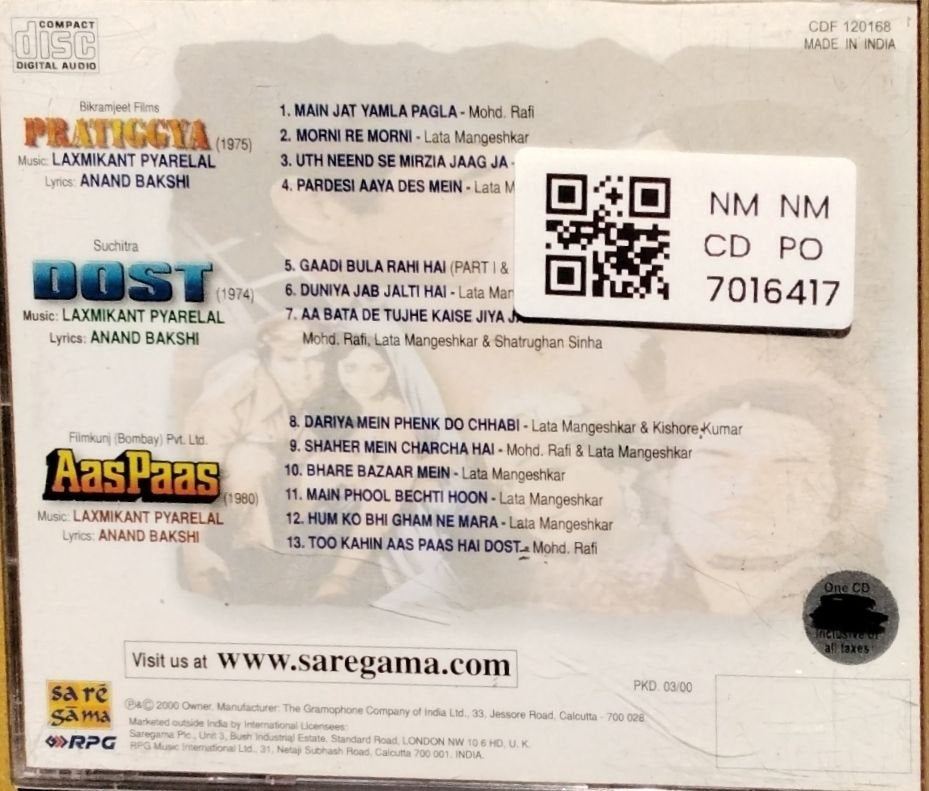 Laxmikant Pyarelal - Pratigya / Dost / Aas Paas (CD)