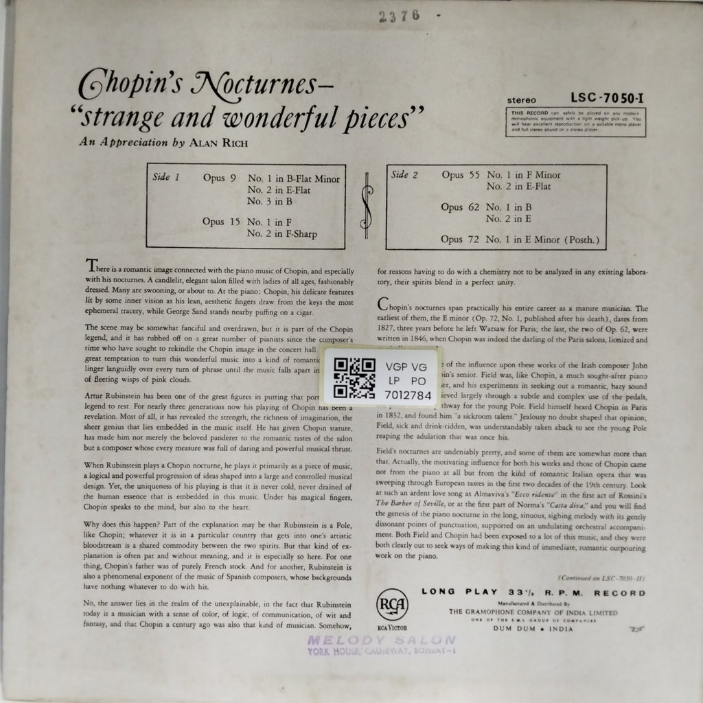 Rubinstein - Chopin The Nocturnes (Vinyl)