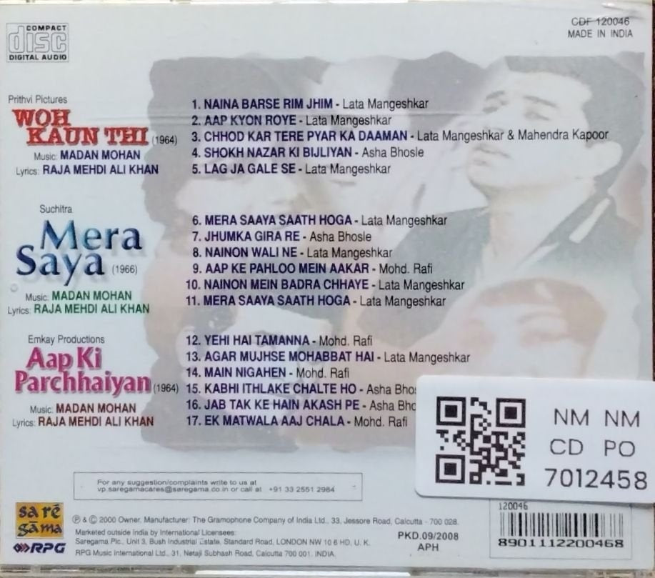 Madan Mohan - Woh Kaun Thi / Mera Saaya / Aap Ki Parchhaiyan (CD)