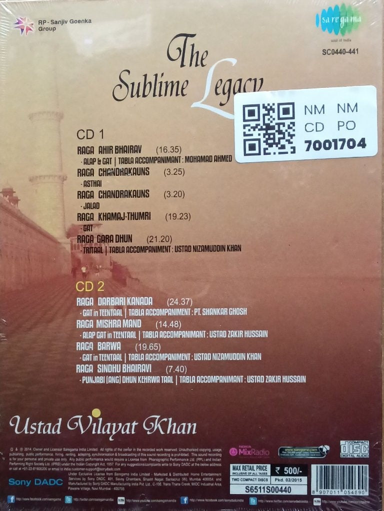 Ustad Vilayat Khan - The Sublime Legacy (CD) (2)