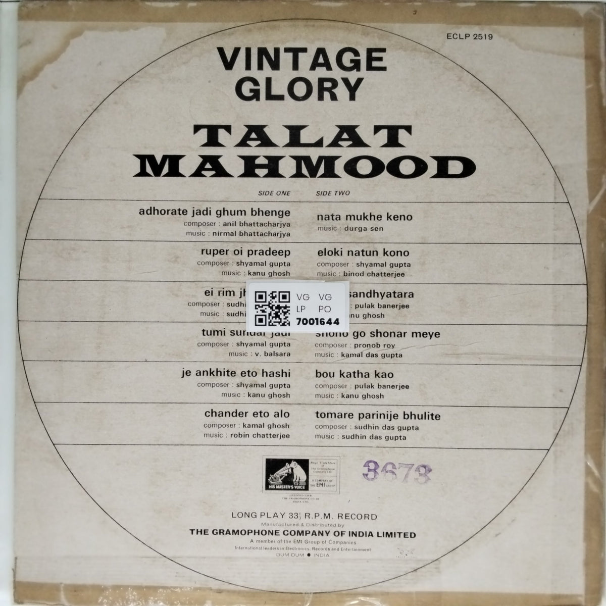 Talat Mahmood - Vintage Glory (Vinyl)